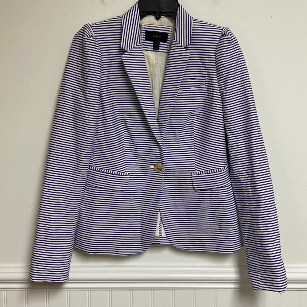 J. Crew Navy and White Striped Blazer